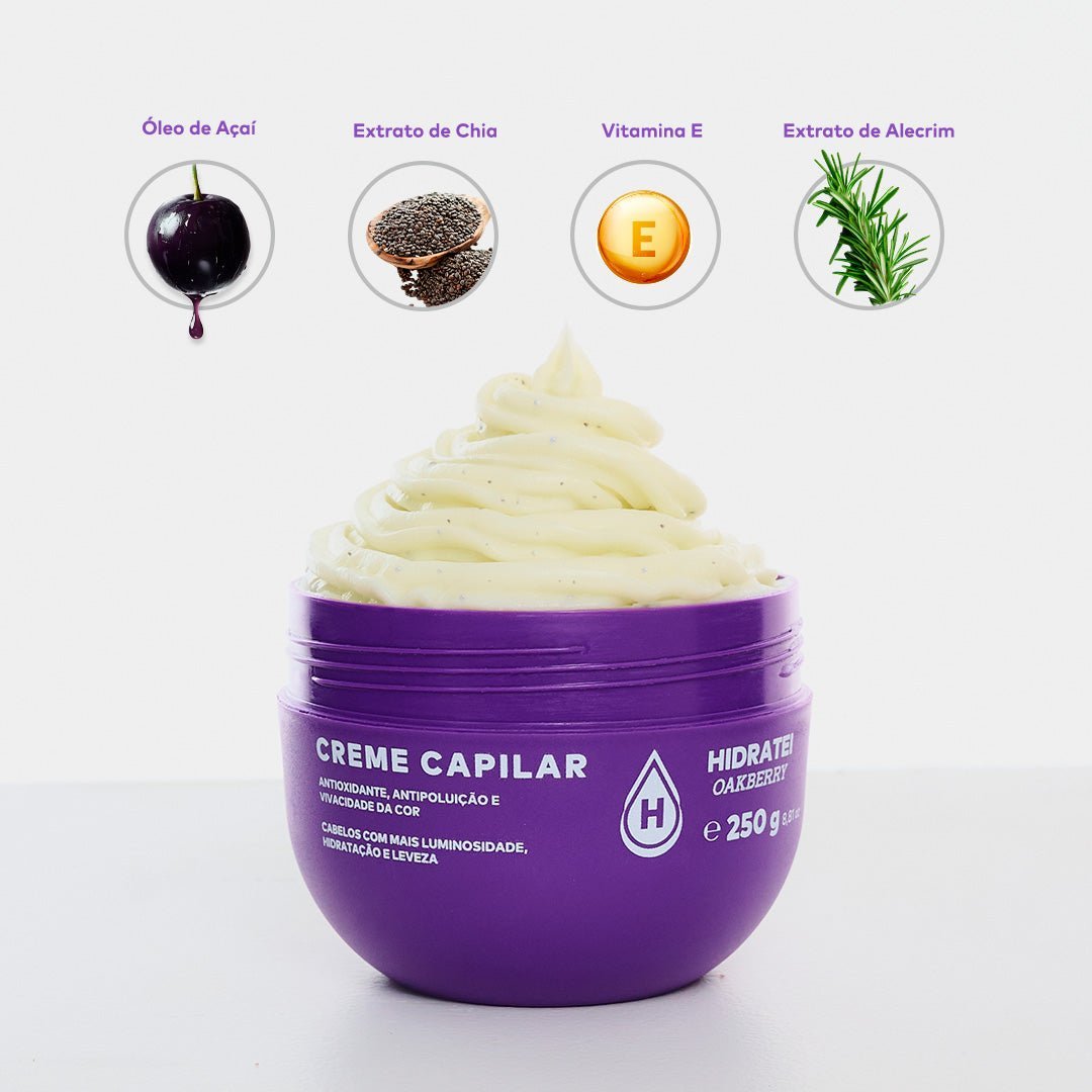 Creme Capilar Hidratei OAKBERRY 250g - Linha Oakberry - Hidratei