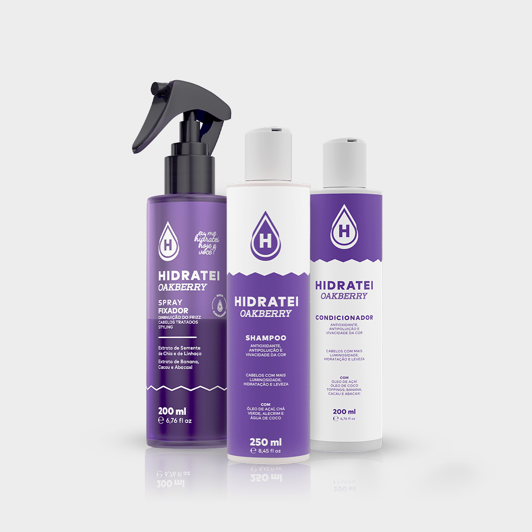 Kit Finalizador + Shampoo + Condicionador Hidratei OAKBERRY - Linha Oakberry - Hidratei