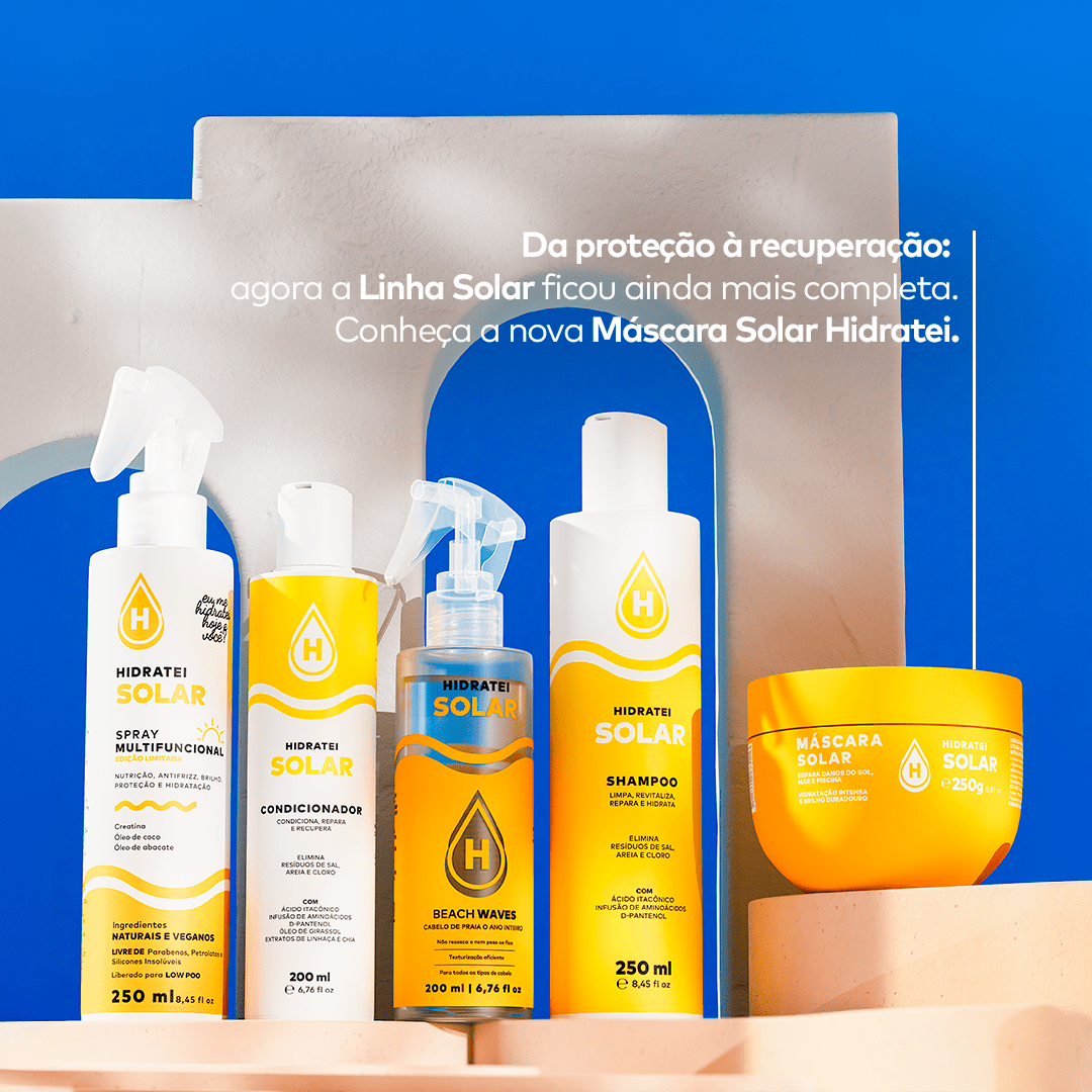 Kit Linha Completa Solar com Canga e Necessaire Grátis - Linha Solar - Hidratei