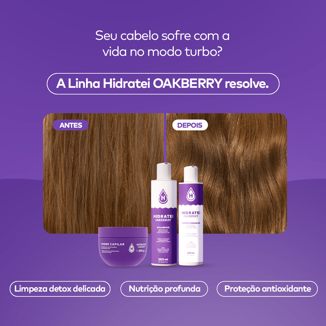 Kit Shampoo + Creme + Condicionador OAKBERRY - Linha Oakberry - Hidratei