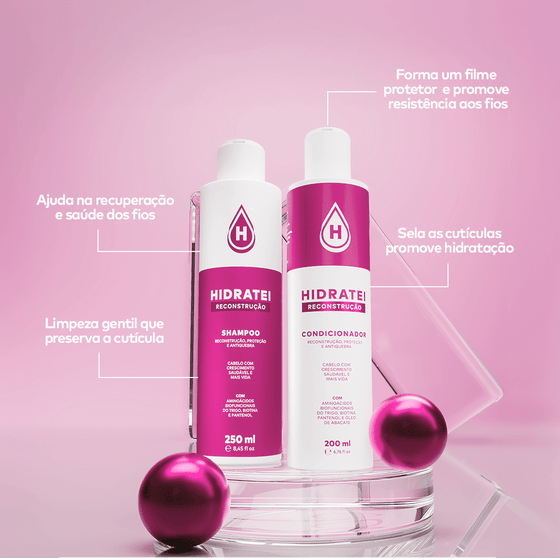Kit Shampoo e Condicionador Reconstrução - Linha Reconstrução - Hidratei