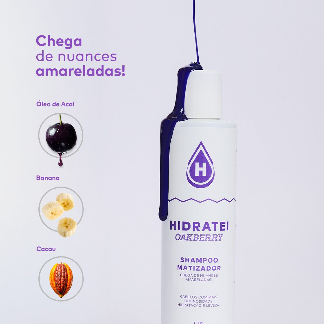 Kit Shampoo Matizador + Creme + Condicionador OAKBERRY - HIDE - Hidratei