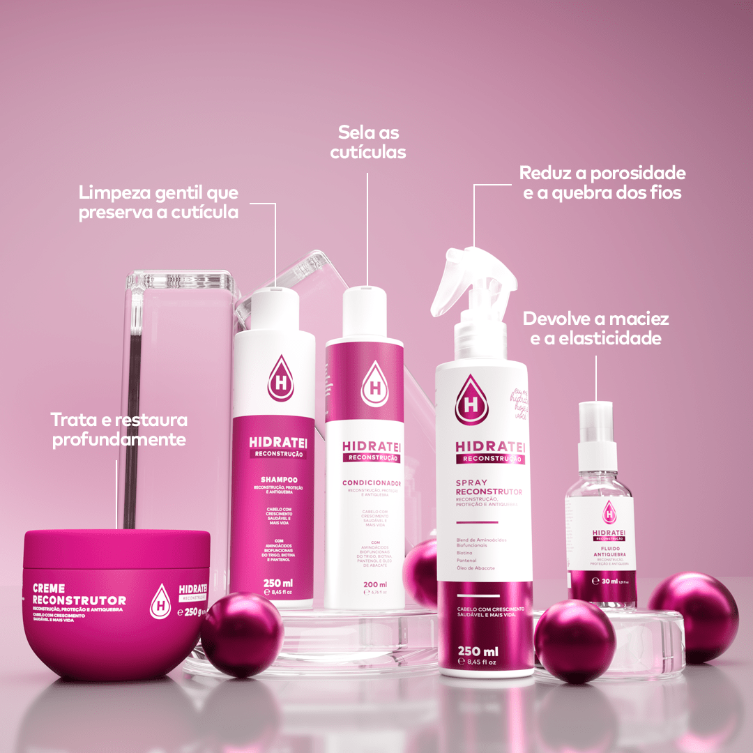 Linha Completa Reconstrução e Ganhe SOS 30ml - Linha Reconstrução - Hidratei