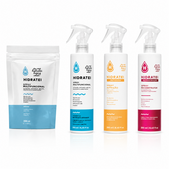 Kit 3 Sprays Leave-ins Cronograma Capilar + Refil Multifuncional