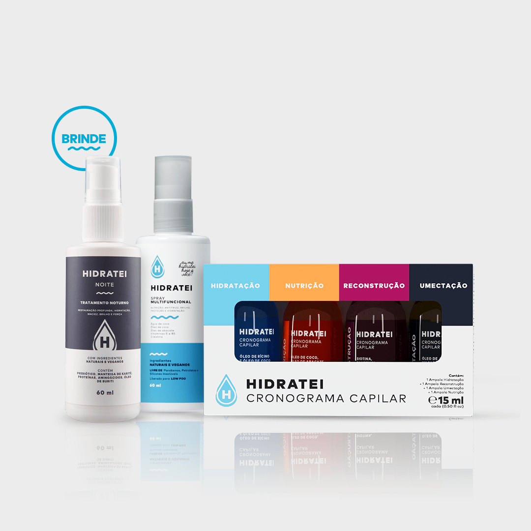 Compre Kit Cronograma Capilar + Ganhe Spray Multifuncional e Hidratei Noite Travel Size - HIDE - Hidratei