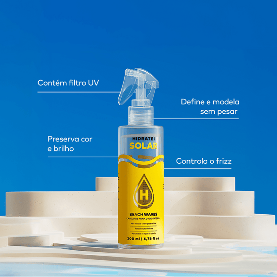 Kit Beach Waves + Spray Linha Solar + Canga - Linha Solar - Hidratei