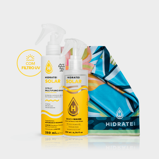 Kit Beach Waves + Spray Linha Solar + Canga - Linha Solar - Hidratei
