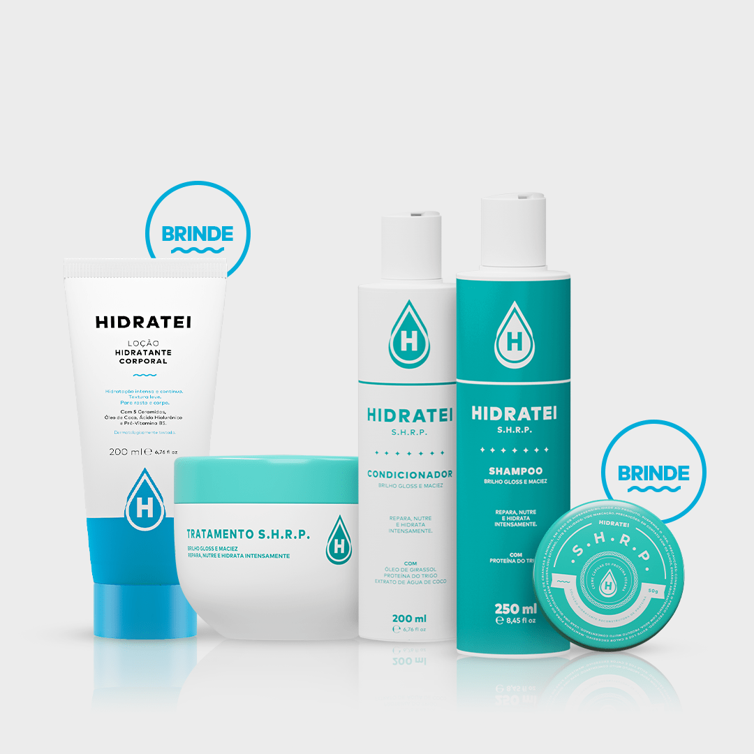 Kit Gloss + Proteína SHRP e Loção Hidratante 200ml Grátis - Linha SHRP - Hidratei