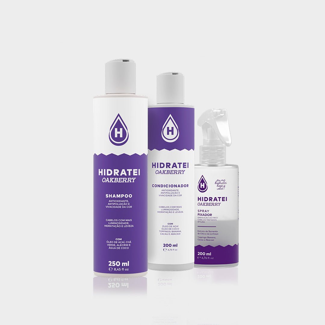 Kit Natal Finalizador + Shampoo + Condicionador Hidratei OAKBERRY - Linha Oakberry - Hidratei