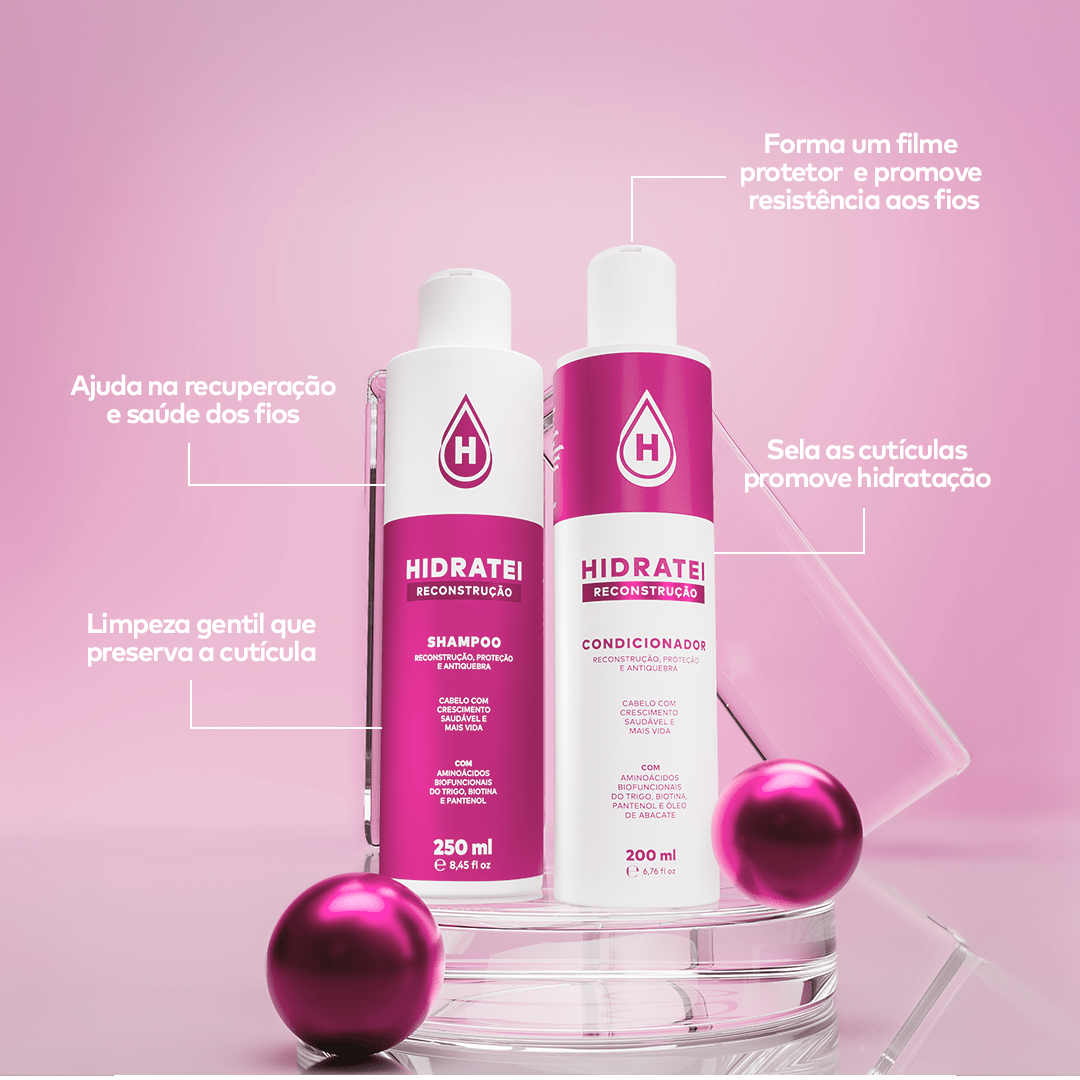 Kit Shampoo e Condicionador Reconstrução - Linha Reconstrução - Hidratei