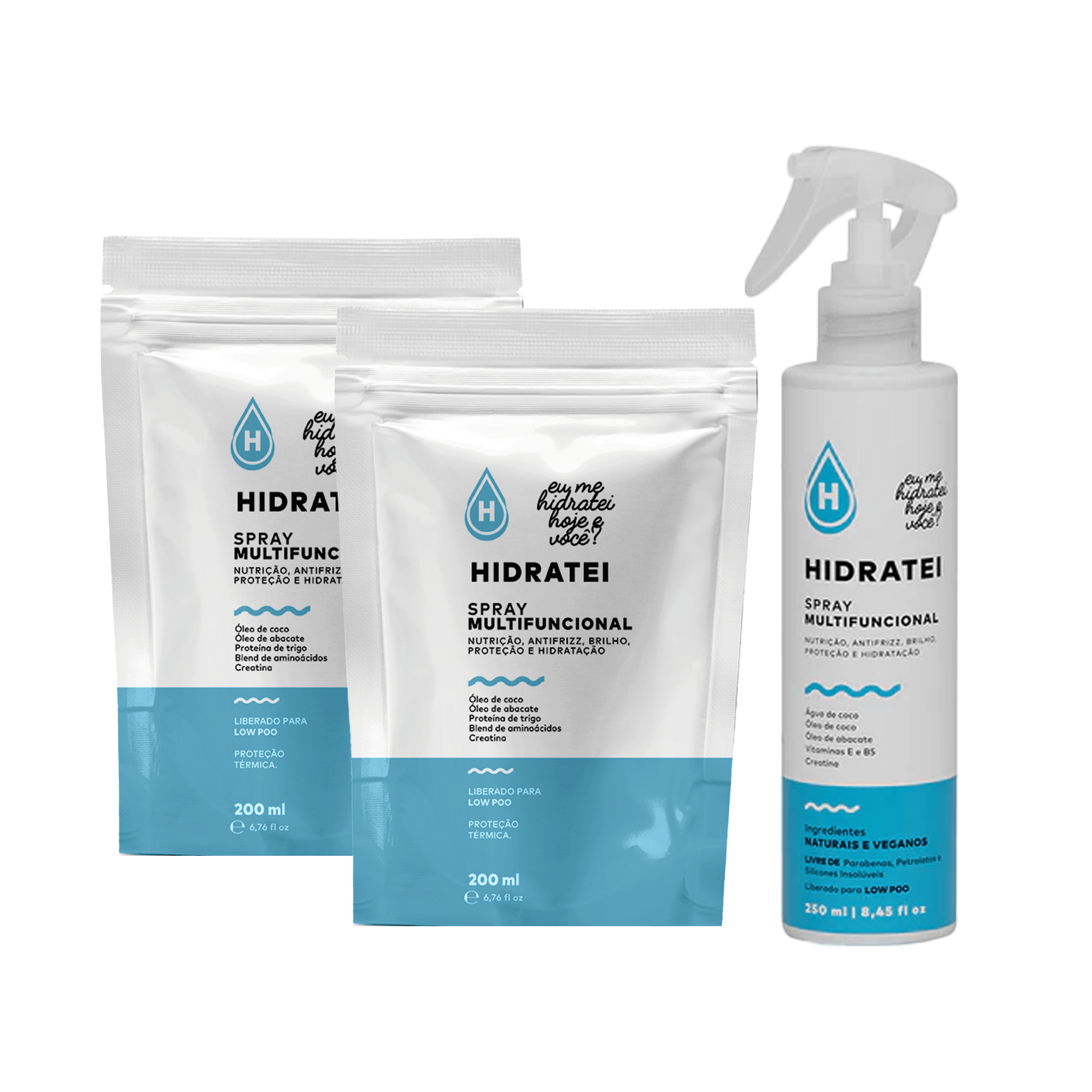 Kit Spray Leave-in Multifuncional + 2 Refis - Linha Multifuncional - Hidratei