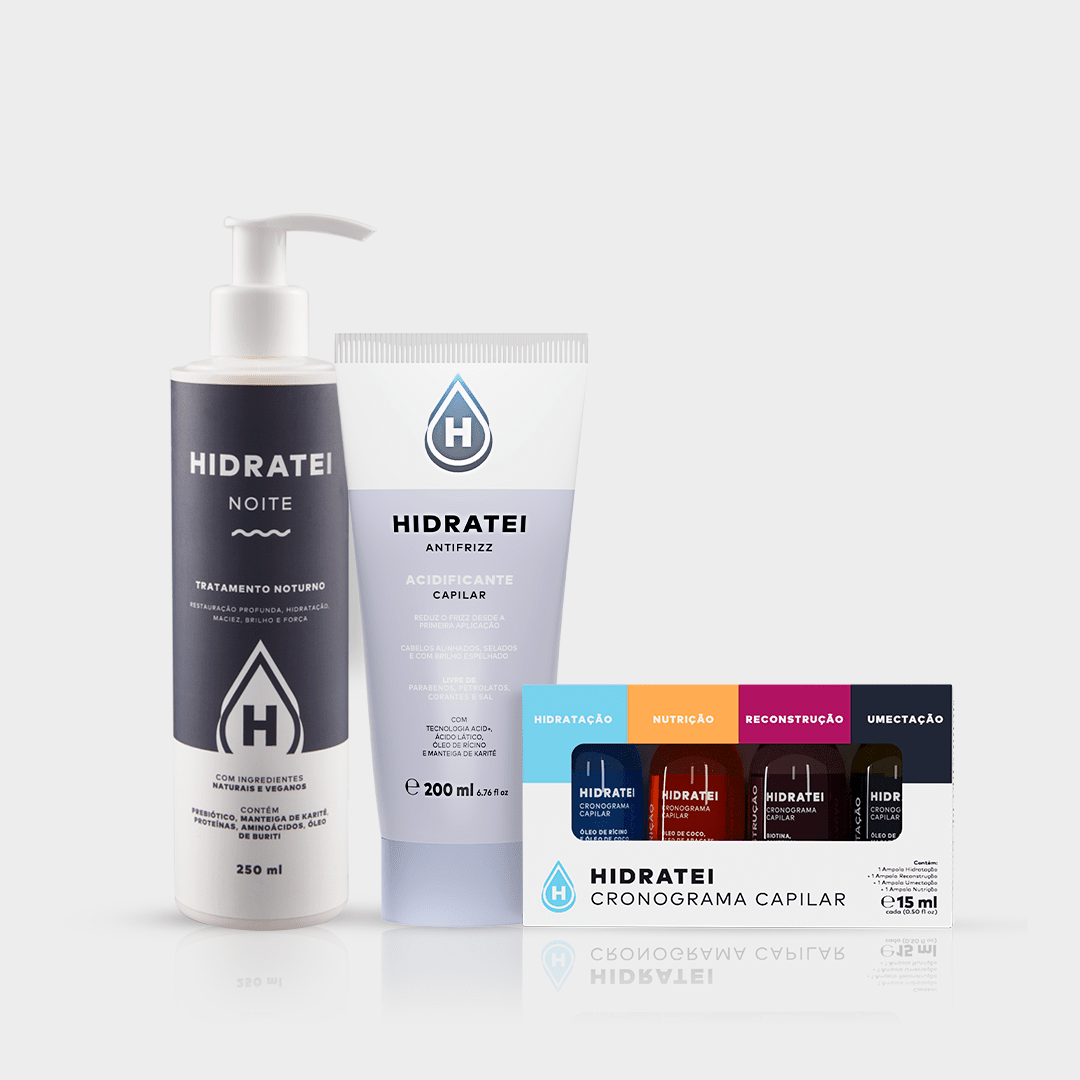 Kit Tratamento de Impacto - Linha Noite e Linha Antifrizz - Hidratei