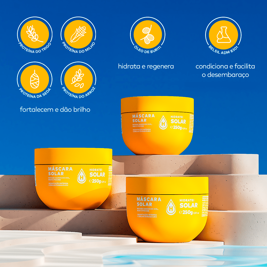 Máscara Solar 250g Especial Lançamento: Óleo Nutrição Grátis - Linha Solar - Hidratei