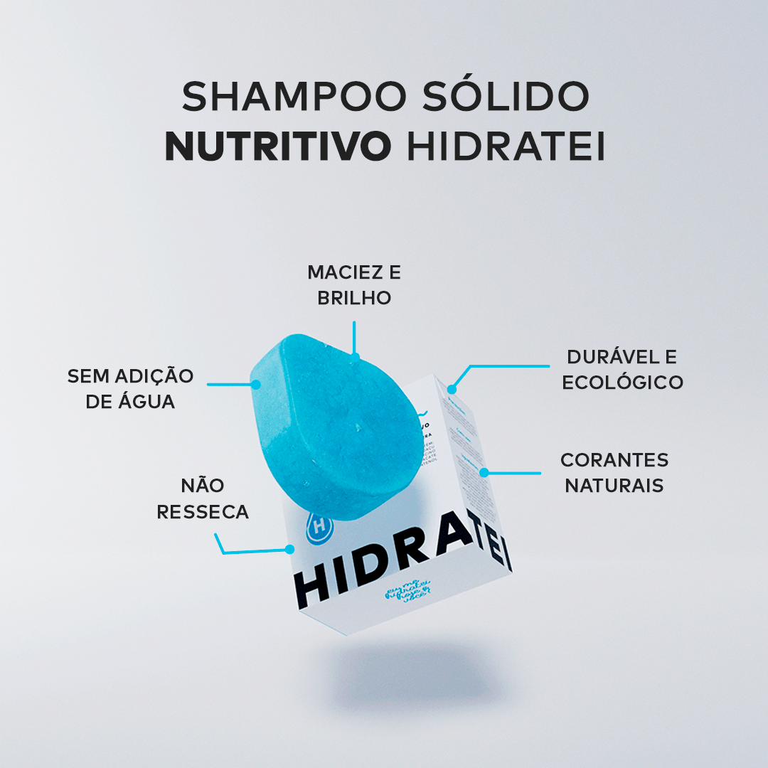 Shampoo Sólido Nutritivo 70g - Linha Sólida - Hidratei